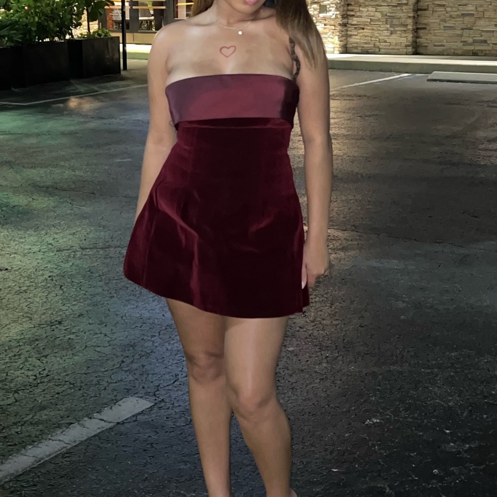 Red Strapless Fit and Flare Dress for Night Out